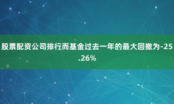 股票配资公司排行而基金过去一年的最大回撤为-25.26%